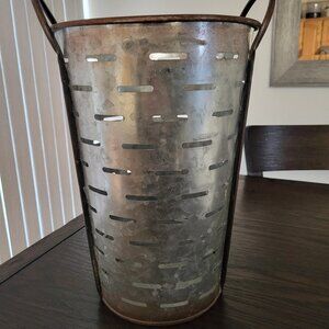 Galvanized metal olive bucket